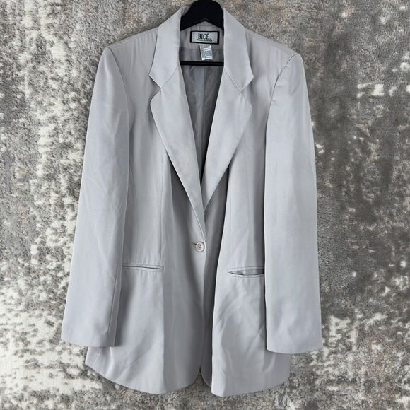 Bice by Sag Harbor Size 12 Notched Single Button Blazer Jacket Gray Long Sleeve - Picture 1 of 8
